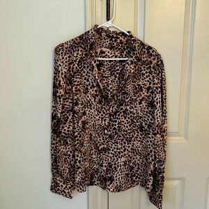 Animal button down print blouse.